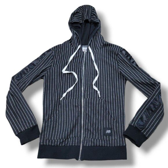 Sixth June Paris Sweatshirt Size Small Full Zip Up Hooded Sweater Hoodie Striped - Picture 1 of 8